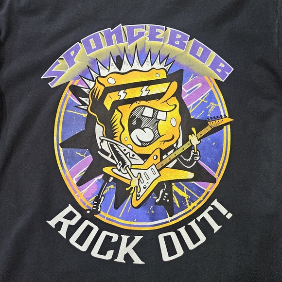 Nickelodeon SpongeBob SquarePants T-shirt Mens Large Black Yellow Gold Graphic - Picture 4 of 5